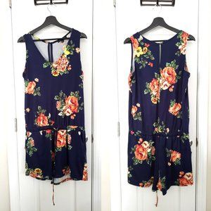 Navy Floral Print Romper
